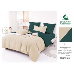    Lenjerie de pat Bej Verde Pucioasa pentru 2 persoane , 6 Piese , bumbac finet ,pentru pat 180x200cm 218/CAV