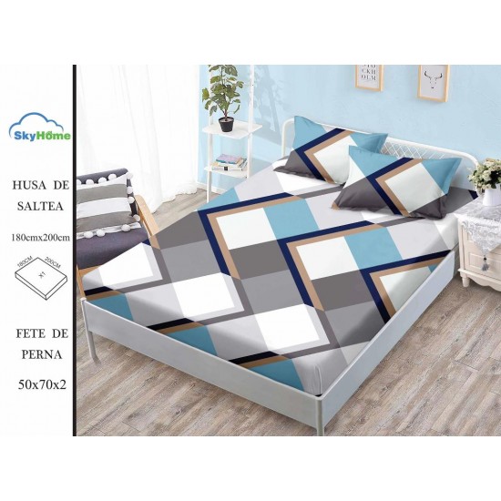 Set husa de pat Pucioasa din finet + 2 fete de perna pentru saltea de 180x200cm 91/CAV