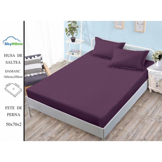 Set husa de pat Pucioasa din finet + 2 fete de perna pentru saltea de 160x200cm 73/CAV