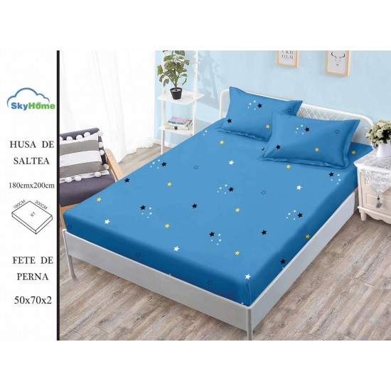 Set husa de pat Pucioasa din finet + 2 fete de perna pentru saltea de 180x200cm 72/CAV