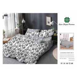 Lenjerie de pat Gravura Pucioasa, cearceaf cu Elastic , 6 Piese , bumbac finet ,2 persoane 146/SON