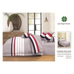                                      Lenjerie de pat Gri Color, cearceaf cu Elastic , 6 Piese , bumbac finet ,2 persoane 187/SON