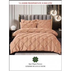 Lenjerie de pat Deluxe Pucioasa, cearceaf cu Elastic , 6 Piese , bumbac finet ,2 persoane 42/SON