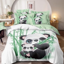 Lenjerie de Pat Desen 3D Panda Pucioasa 6 Piese , Bumbac Finet , 2 persoane / JOJ108